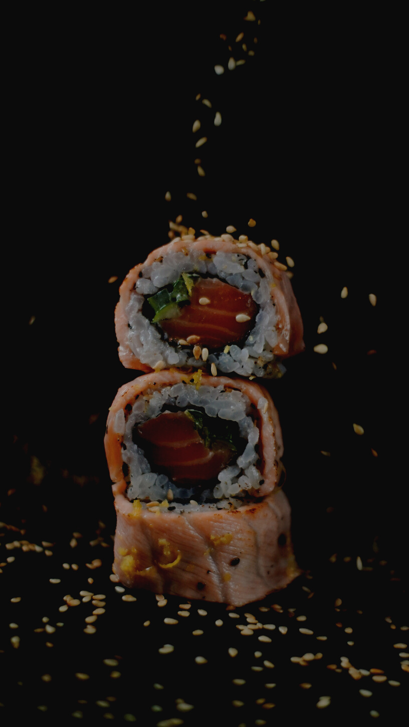 Sushi Roll in Close Up Photography